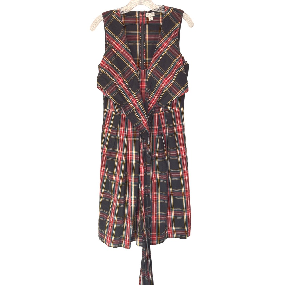 J.Crew Tartan V-neck Wrap Dress Sleeveless Plaid Heritage Fit & Flare Size 8